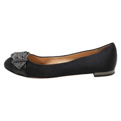 Giuseppe Zanotti Black Satin Embellished Ballet Flats Size 39