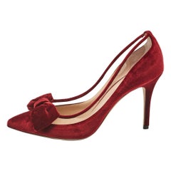 Valentino Burgunderfarbene Dollybow-Pumps aus PVC und Samt Größe 39