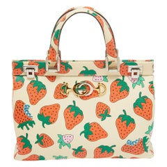Gucci Multicolor Strawberry Print Leather Medium Zumi Tote
