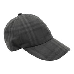 Gorra de béisbol de lona de cuadros ahumados gris de Burberry