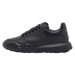 Alexander McQueen Black Leather Oversized Runner Lace Up Sneakers Size 43