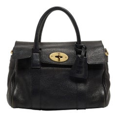 Mulberry Schwarzes Grain Leder Kleine Bayswater Satchel