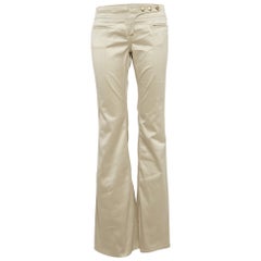 Roberto Cavalli Beige Cotton Wide-Leg Pants M