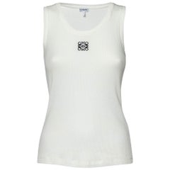 Loewe White Anagram Embroidered Rib Knit Tank Top S