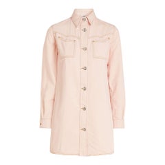 Ganni Pink Washed Kress Soft Denim Mini Shirt Dress M
