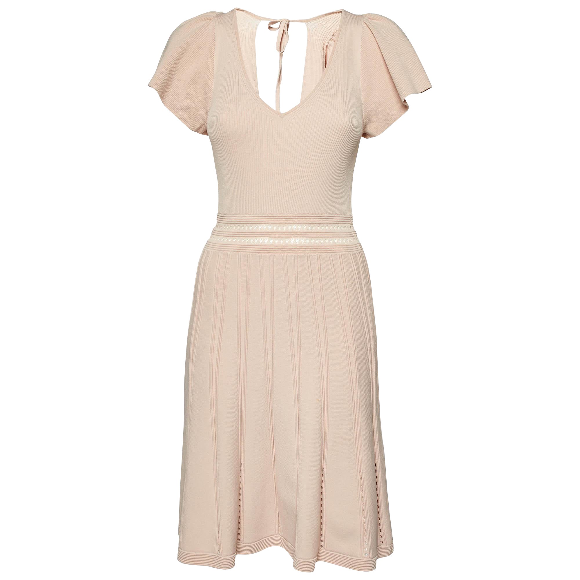 Sandro Pink Rib Knit Fit and Flare Mini Dress M