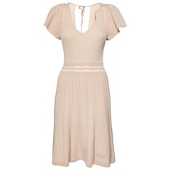 Sandro Mini-robe ajustée et évasée en tricot côtelé rose M