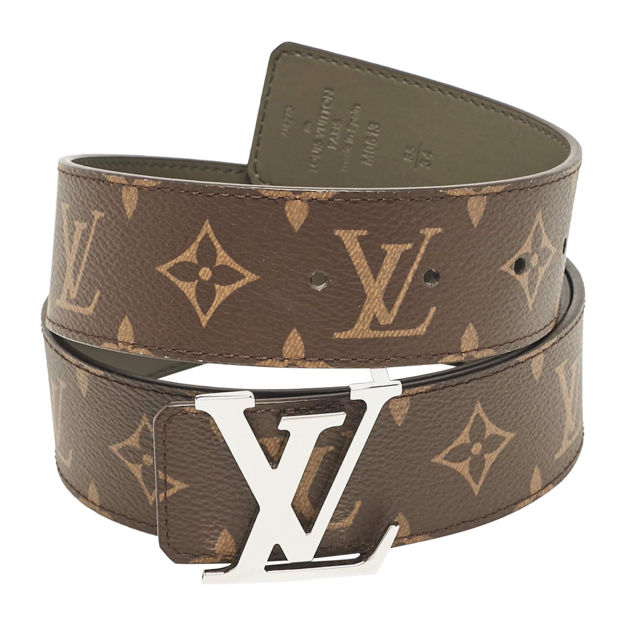 Louis Vuitton Monogram Canvas and Leather LV Initiales Reversible Belt 85 CM