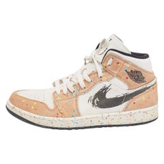 Air Jordans Multicolor Suede Canvas Jordan 1 Mid SE Brushstroke Sneakers Size 42