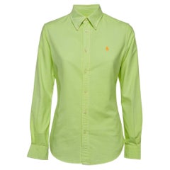 Ralph Lauren Neon Green Logo Embroidered Custom Fit Shirt S