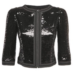 Chanel Schwarze Paillettenjacke mit Reißverschlussjacke S