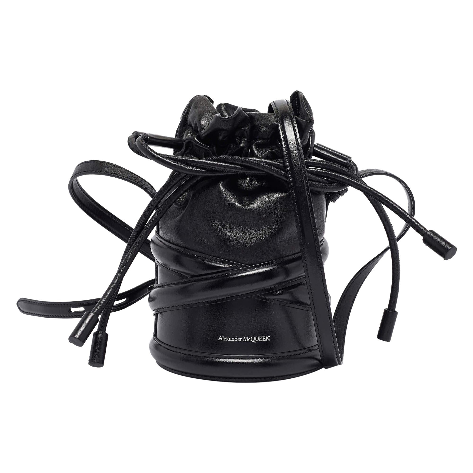 Alexander McQueen Black Leather The Soft Curve Bucket Bag For Sale