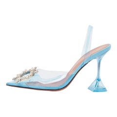 Amina Muaddi escarpins à bride arrière en PVC bleu taille 36.5