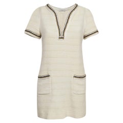 Sandro Robe courte Josepha tressée en tweed blanc cassé M