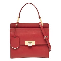 Balenciaga - Sac à main en cuir rouge Le Dix Cartable