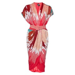 Stella McCartney Fuchsia Pink Embellished Crepe Wrap Dress L