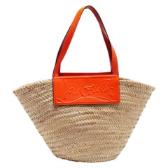 Christian Louboutin Bolso de rafia tejida naranja/beige Loubishore Basket