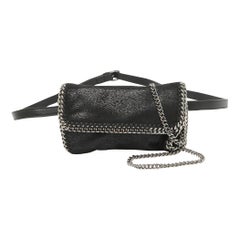 Stella McCartney - Mini Falabella in ecopelle nera con patta e cintura convertibile