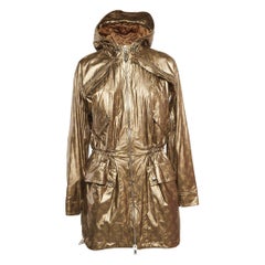 Louis Vuitton Metallic Monogram Print Modal Hooded Parka Coat S