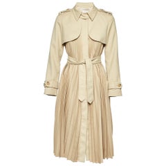Sandro Beige Gabardine Pleated Trench Coat S
