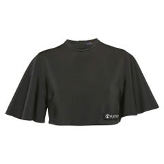 Louis Vuitton Black Jersey Cap Sleeves Crop Top L