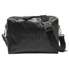 Dior Black CD Diamond Print Coated Canvas and Leather Lingot Messenger Bag