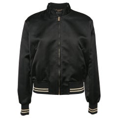 Versace Black Medusa Embroidered Satin Bomber Jacket M
