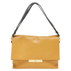 Celine Tan Leather Blade Flap Shoulder Bag
