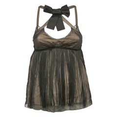 Dolce & Gabbana Black Tasseled Silk Bow Detail Top S