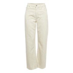 Ganni White Floral Print Denim Loose Straight Jeans M Waist 30"