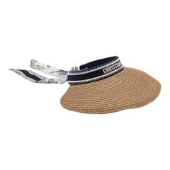 Visiera Dior marrone in paglia Dioriviera D-Ocean con Mitzah in seta
