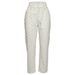 Fendi Off-White Monogram Print Denim High Rise Jeans M Waist 27" (taille 27)