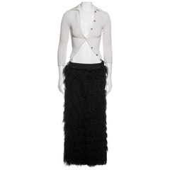 Dolce & Gabbana Shrunken Knit Cardigan and Mongolian Lamb Maxi Skirt, FW 1999