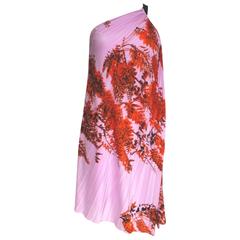 New Christian Dior Pink Pleated One Shoulder Floral Dress UK 12 One black should