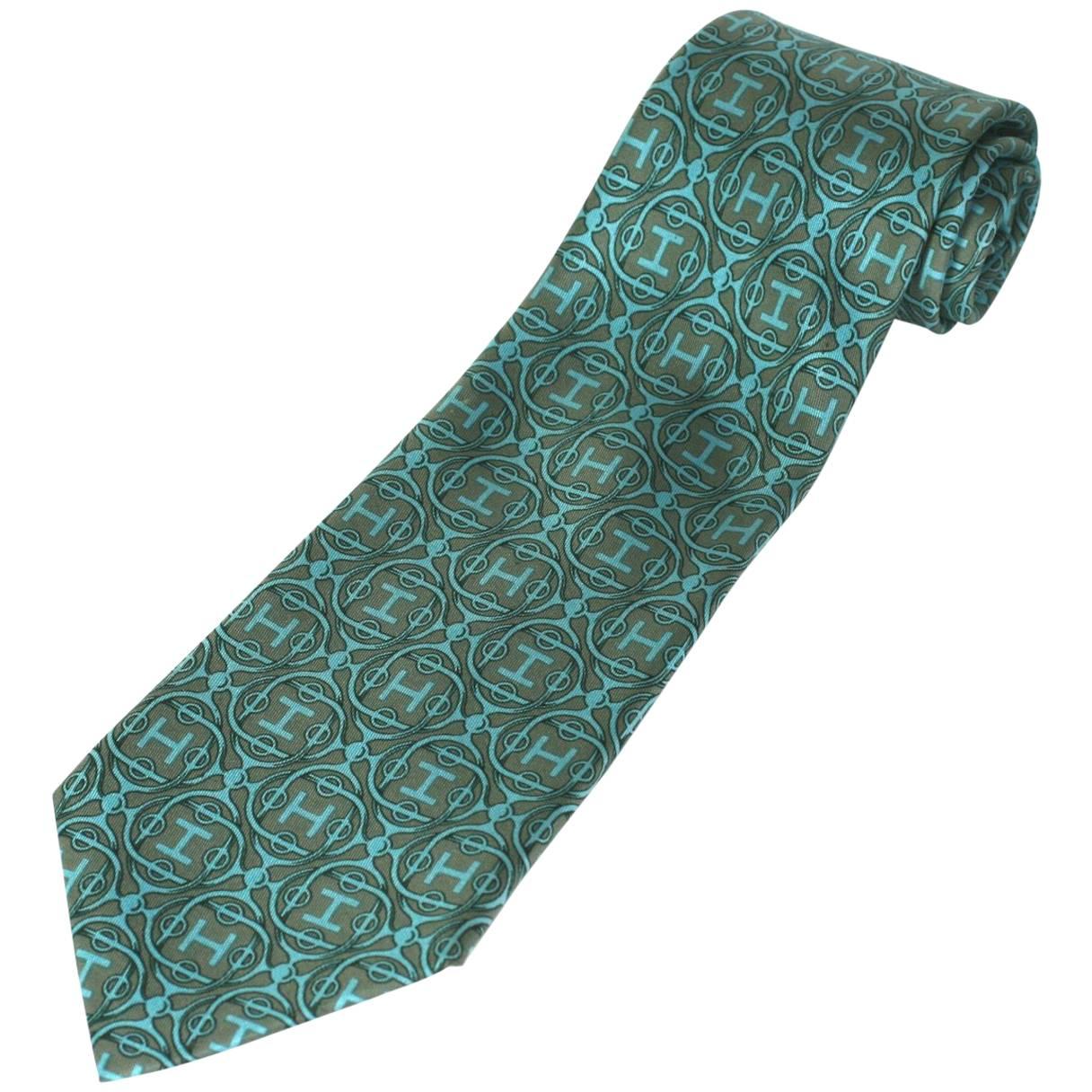 Wide Hermes Logo Print Tie