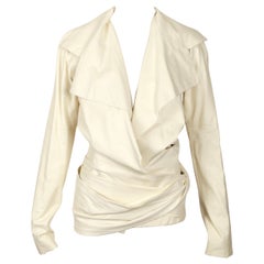 new 2004 TOM FORD for YVES SAINT LAURENT off-white leather runway jacket