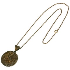 viktorianisches filigranes Pomander-Medaillon aus vergoldetem Silber