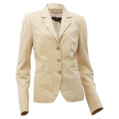 Salvatore Ferragamo Jacket Soft Leather Vanilla Cream Blazer Size 44 Italy