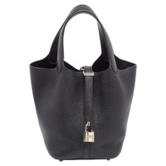 Hermes Black Togo Leather Picotin Lock 18 Bag
