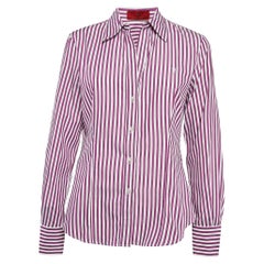 CH Carolina Herrera Purple Striped Cotton Button Front Shirt M