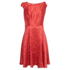 CH Carolina Herrera Red Floral Jacquard Short Dress L