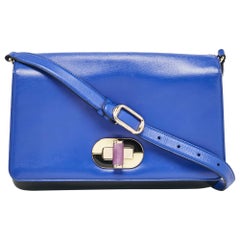 Bvlgari Black/Blue Leather Icona Shoulder Bag