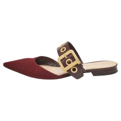 Dior Mules plates D-Dior Bourgogne en cuir et tissu technique, taille 38,5