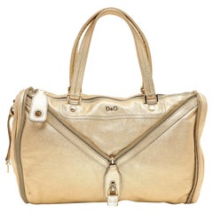 Satchel Vilma de piel dorada con cremallera D&G
