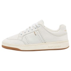 Saint Laurent White Leather Lace Up Sneakers Size 45