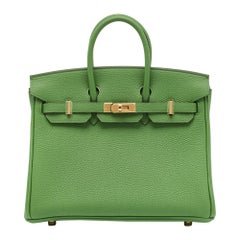 Hermes Vert Yucca Togo Leder Gold Finish Birkin 25 Tasche