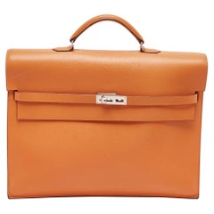 Hermes Orange Epsom Leather Kelly Depeches 38 Briefcase