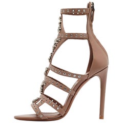 Alaia Beige Leather Studded Pointure Cage Sandals Size 35
