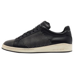 Alexander McQueen Black Leather Mainline Studded Low Top Sneakers Size 44