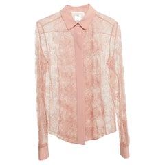 Chloe Powder Pink Lace Full Sleeve Shirt S